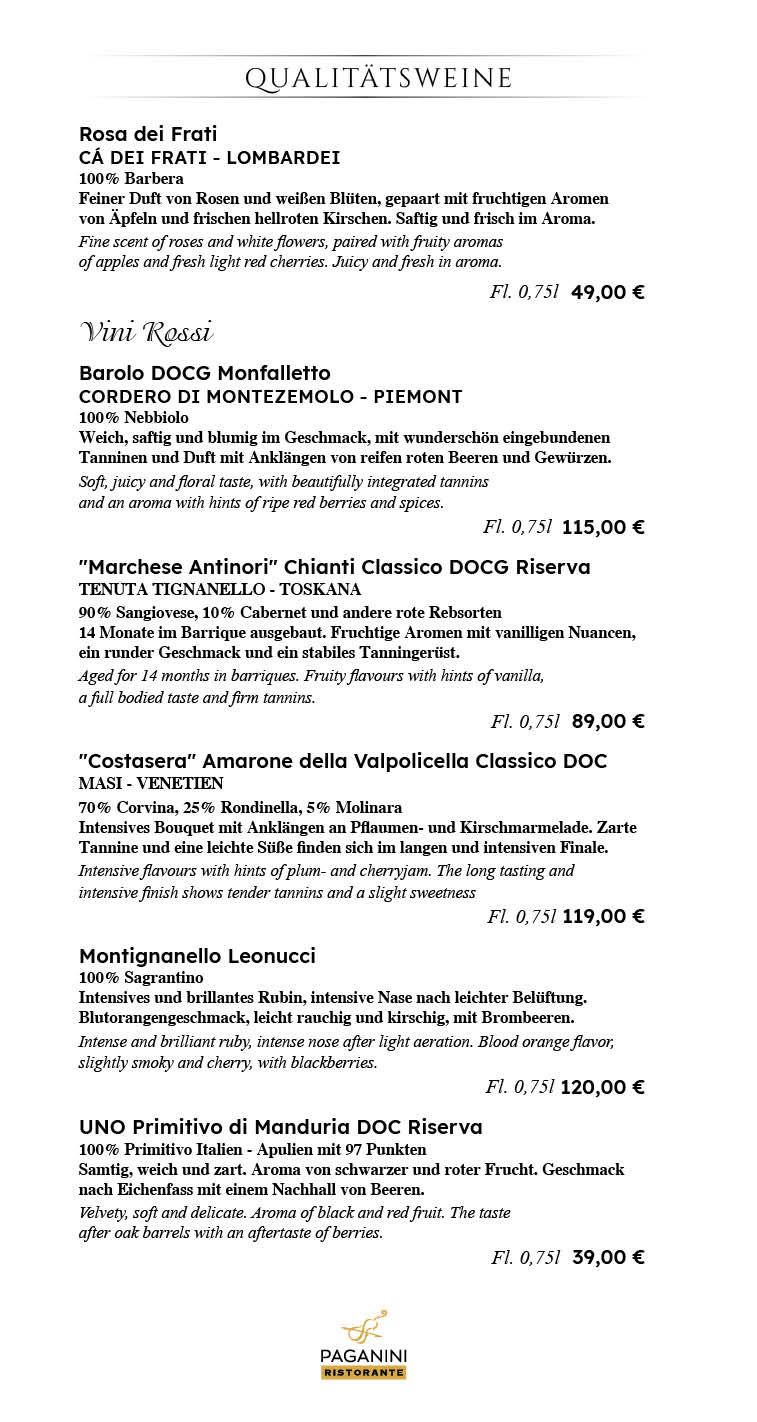 Restaurant Paganini Dallgow-Döberitz Speisekarte 10
