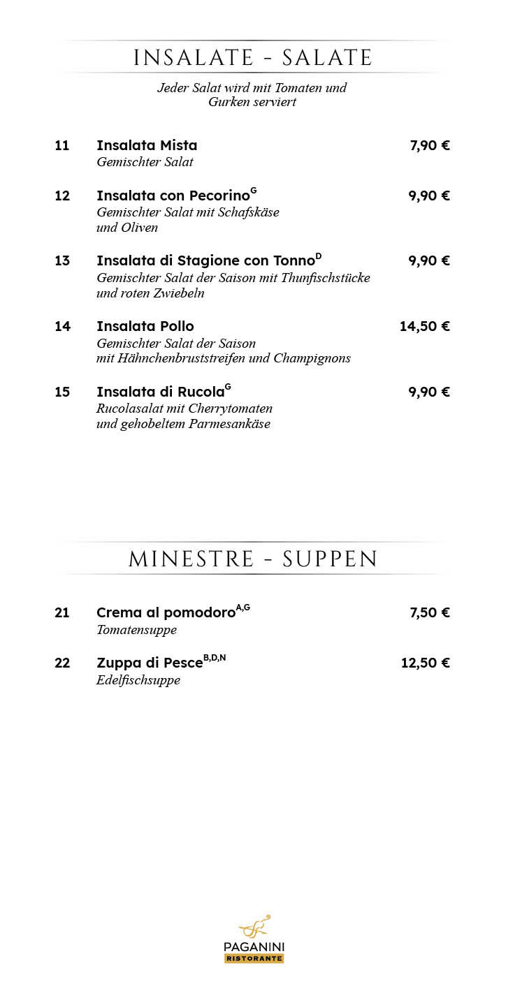 Restaurant Paganini Dallgow-Döberitz Speisekarte 2