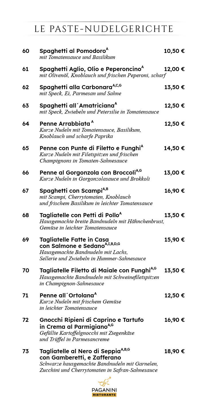 Restaurant Paganini Dallgow-Döberitz Speisekarte 4