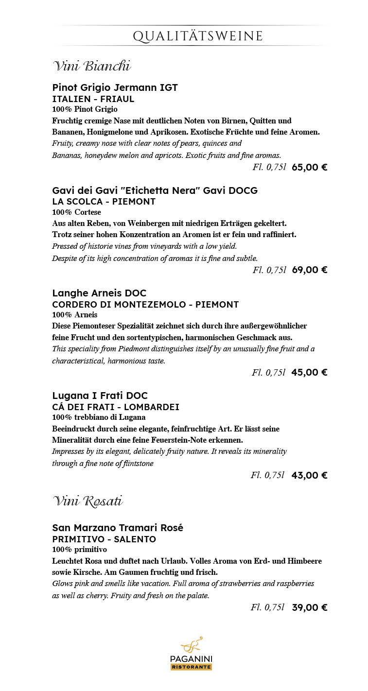 Restaurant Paganini Dallgow-Döberitz Speisekarte 9